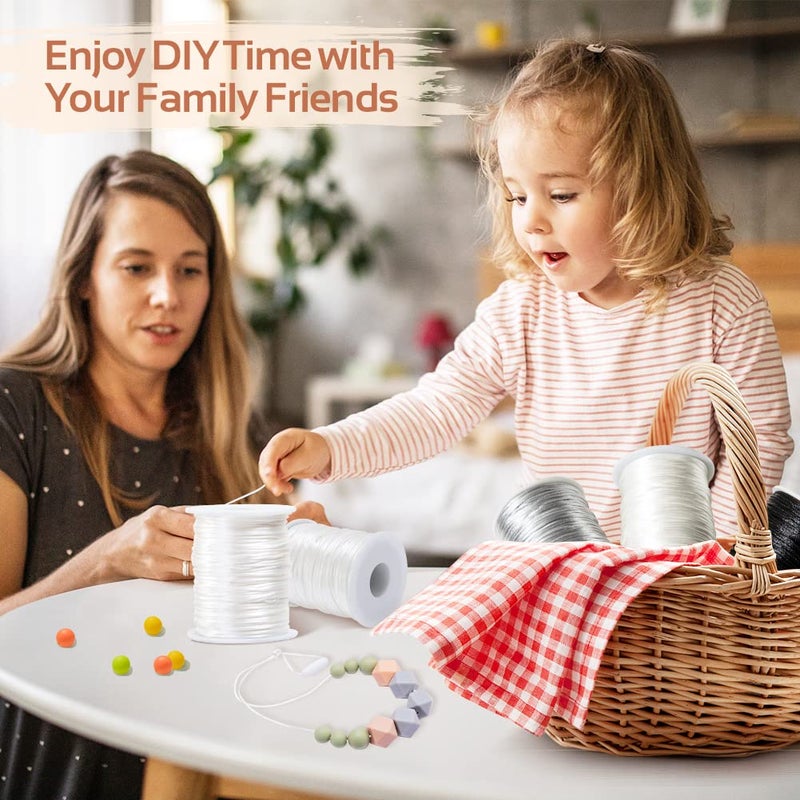 Promise Babe White Satin Rattail Cord for Necklace, 1mm Nylon Cord for Bracelets, 75m DIY Craft Supplies Line - Image 4